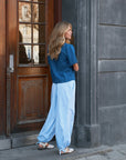 NEO NOIR PANTS ROXANE BALLOON DOUBLE STRIPE LIGHT BLUE