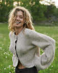 NEO NOIR VEST GIO FLUFFY KNIT CARDIGAN BEIGE MELANGE