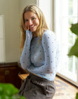 NEO NOIR TOP ELLA SPACE DOT BLOUSE LIGHT BLUE