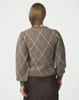 NEO NOIR VEST KOTEAS CHECK KNIT CARDIGAN TAUPE