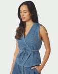 NEO NOIR GILET SAMARA DENIM WAISTCOAT BLUE