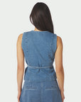 NEO NOIR GILET SAMARA DENIM WAISTCOAT BLUE