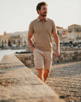 STATE OF ART POLO PIQUE MET 3D RUBBERPRINT BEIGE