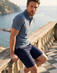 STATE OF ART POLO PIQUE MET 3D RUBBERPRINT MIDDENBLAUW