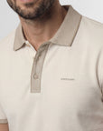 STATE OF ART POLO JERSEY MET STRUCTUURDESSIN WIT/BEIGE