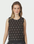 NEO NOIR BLOUSE POLLY DOT TOP DARK BROWN