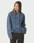 NEO NOIR BLAZER RIVORA DENIM PEPLUM JACKET BLUE