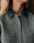 NEO NOIR VEST AMORIA KNIT CARDIGAN GREY MELANGE