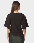 NEO NOIR T-SHIRT ALIRA BOXY TEE DARK BROWN
