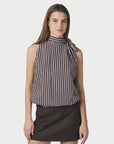 NEO NOIR TOP VEDA WIDE STRIPE DARK BROWN