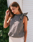 NEO NOIR TOP VEDA WIDE STRIPE DARK BROWN