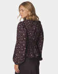 NEO NOIR BLOUSE DELPHINE FLOWERBUNCH CHOCOLATE PLUM