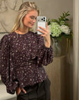 NEO NOIR BLOUSE DELPHINE FLOWERBUNCH CHOCOLATE PLUM