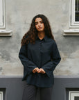 NEO NOIR BLOUSE DITA CHECK SHIRT DARK BLUE
