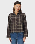 NEO NOIR BLOUSE JAYLIN FLANNEL CHECK SHIRT DARK BROWN