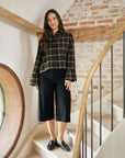 NEO NOIR BLOUSE JAYLIN FLANNEL CHECK SHIRT DARK BROWN