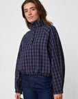 SISTERS POINT BLOUSE EDWIN-SH2 NAVY CHECK