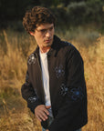 WAX LONDON JAS ELDON JACKET COTTON TWILL FLORAL BLACK