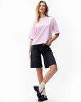 CATWALK JUNKIE T-SHIRT STRIPED LOOSE FIT PINK LEMONADE