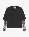 CATWALK JUNKIE T-SHIRT LOOSE FIT WITH ZEBRA MESH SLEEVES FADED DARK GREY