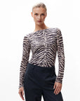 CATWALK JUNKIE TOP ZEBRA MESH LONGSLEEVE SAND