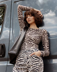 CATWALK JUNKIE TOP ZEBRA MESH LONGSLEEVE SAND