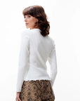 CATWALK JUNKIE TOP BUTTON UP RIB LONGSLEEVE OFF WHITE