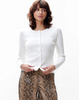 CATWALK JUNKIE TOP BUTTON UP RIB LONGSLEEVE OFF WHITE