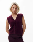 CATWALK JUNKIE VEST SPENCER V-NECK FUZZY WINETASTING