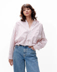 CATWALK JUNKIE BLOUSE TUCK-IN STRIPE RIBBON RED