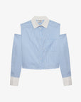 CATWALK JUNKIE BLOUSE OPEN SHOULDER STRIPE CORNFLOWER BLUE