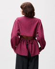 CATWALK JUNKIE BLOUSE OPEN BACK STRIPE WINETASTING