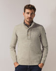 STATE OF ART PULLOVER GEMELEERD MET HALVE RITS KIT/SEPIA