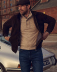 STATE OF ART PULLOVER GEMELEERD MET HALVE RITS KIT/SEPIA