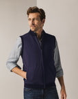 STATE OF ART BODYWARMER VEST GEBREID MET RITS DONKERBLAUW