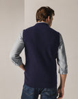 STATE OF ART BODYWARMER VEST GEBREID MET RITS DONKERBLAUW
