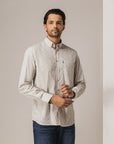 STATE OF ART OVERHEMD POPLIN MET GEOMETRISCHE PRINT COGNAC/WIT