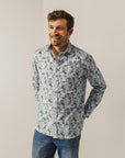 STATE OF ART OVERHEMD MET BLOEMENPRINT OLIJFGROEN/KOBALT