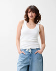 CATWALK JUNKIE TANKTOP V-NECK RIB SINGLET OFF WHITE