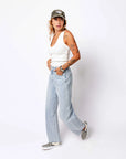 CATWALK JUNKIE TANKTOP V-NECK RIB SINGLET OFF WHITE