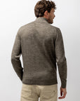 STATE OF ART PULLOVER BIOLOGISCH KATOEN HALVE RITS DONKERBRUIN/GRINT