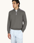 PAUL & SHARK SWEATER HALF ZIP FRESCO COTTON LINEN DETAILS MOREL