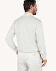 PAUL & SHARK SWEATER HALF ZIP PIUMA COTTON LINEN TYPHOON DETAILS BLANC DE BLANC