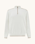 PAUL & SHARK SWEATER HALF ZIP PIUMA COTTON LINEN TYPHOON DETAILS BLANC DE BLANC