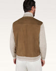 PAUL & SHARK BOMBER HYBRID PIUMA COTTON AQUALEATHER SUEDE BRIGHT WHITE/MOONLIGHT
