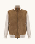 PAUL & SHARK BOMBER HYBRID PIUMA COTTON AQUALEATHER SUEDE BRIGHT WHITE/MOONLIGHT
