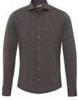 PURE H. TICO OVERHEMD THE FUNCTIONAL SHIRT DARK BROWN PLAIN
