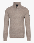 CAVALLARO PULLOVER CORSICO MELANGE HALF ZIP TAUPE