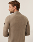 CAVALLARO PULLOVER MERINO ZIP POLO SAND