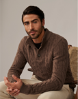 CAVALLARO PULLOVER DEMEZIO HALF BUTTON TRUI TAUPE MELANGE